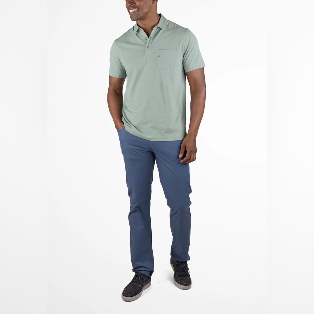 Tailor Vintage Men’s Short Sleeve Slub Polo Heather Green XL Stretch Cotton Golf